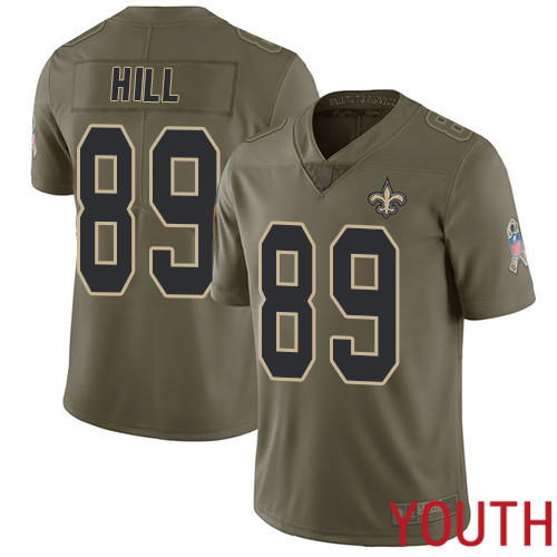 New Orleans Saints Limited Olive Youth Josh Hill Jersey NFL Football #89 2017 Salute to Service Jersey->youth nfl jersey->Youth Jersey